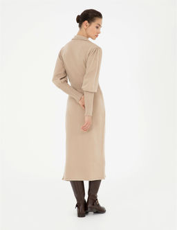 Krem Regular Fit Triko Elbise - Pierre cardin фото 5