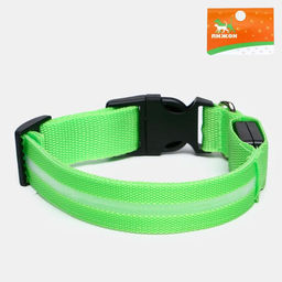 Ошейник с подсветкой размер S, ОШ 35-43 х 2,5 см, 3 режима свечения зелёный