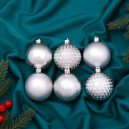 Ёлочные игрушки Пилар, шары новогодние, d=6 см, набор 6 шт., серебро