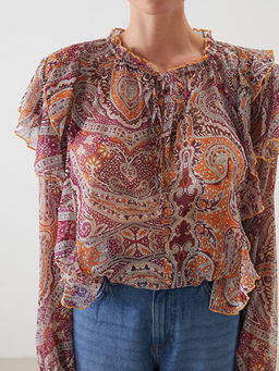 Ba?lamal? Yaka Desenli Bluz