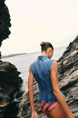 TOP Z1975 DENIM ALAMARES / Azul medio - Zara фото 4
