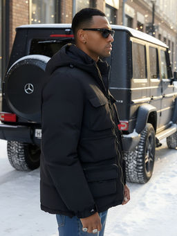 Куртка спортивная мужская зимняя с капюшоном черного цвета 3222Ch - Wonderrman фото 18