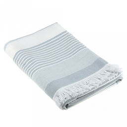 Полотенце махровое "Полосатый рейс" 70х140см, хлопок 100%, с бахромой, голубой (Китай)