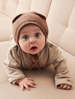 Шапка вязаная детская «Крошка Я», размер 48-50, кофейная