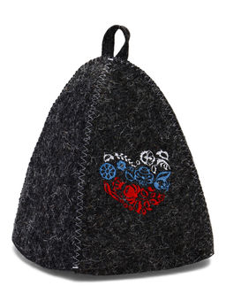 Шапка для бани с принтом "Цветочный триколор", серая