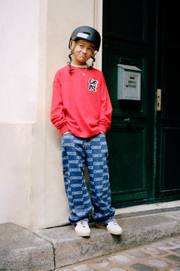 WIDE-LEG JEANS WITH TEXT PRINT - Zara фото 5