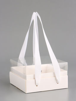 Коробка под бенто-торт, с прозрачной крышкой, белый, 14×14×8 см