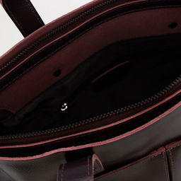 Сумка-тоут на молнии, 3 наружных кармана, длинный ремень, цвет бордовый - Simaland фото 3