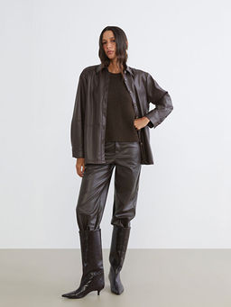 Kad?n Deri G?r?n?ml? G?mlek Ceket