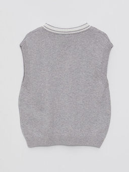 V Yaka Kendinden Desenli Pamuklu Erkek Bebek S?veter - Waikiki фото 2