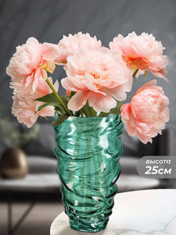 Ваза 14,5*14,5*25 см 2,4 л, зеленая, стекло