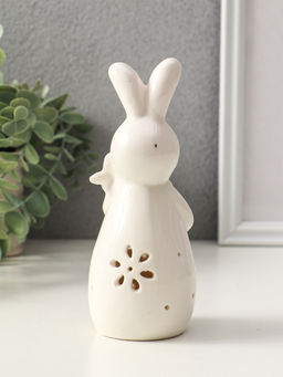 Фигурка светящаяся Зайка с морковкой, керамика, белый, 5?5.5?15.5 см