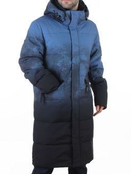 6782 BLUE/BLACK Куртка мужская зимняя удлиненная (био-пух)