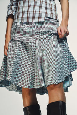 GINGHAM GODET MIDI SKIRT - Zara фото 8