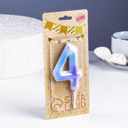 Свеча в торт на шпажке «Звездопад», цифра 4, 9 см, ГИГАНТ