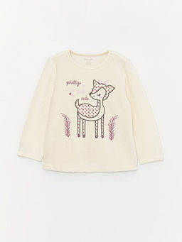 Bisiklet Yaka Uzun Kollu Bask?l? Kadife K?z Bebek Pijama Tak?m? - Waikiki фото 2