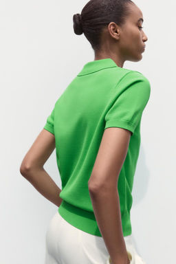 SHORT SLEEVE KNIT POLO TOP - Zara фото 4