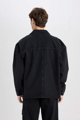 Джинсовая рубашка оверсайз с длинными рукавами - Defacto фото 6