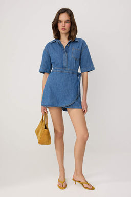 Mavi Gomlek Yaka Denim Tulum TWOSS26TU00017