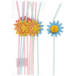 Цена за 4 шт. Трубочка для коктейля "Цветущий сад", 24 см, d-5мм (набор 10 шт), микс
