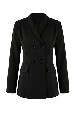 Siyah Sal Yaka Kapama Detayl? Fitted/Vucuda Oturan Astarl? Vatkal? Blazer Ceket TWOSS26BC00007 - Trendyolmilla фото 5