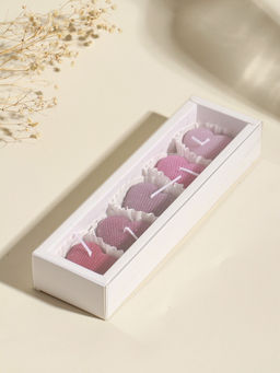 Набор свечей декоративных "Вафельные сердца" 5 шт 4,5х4,5 розово-фиолетовые 6,5х22,5х3,5 см   109135