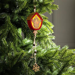 Ёлочная игрушка Домик с Дедом Морозом, 9х8х4 см, от батареек, свечение тёплое белое - Luazon lighting фото 2