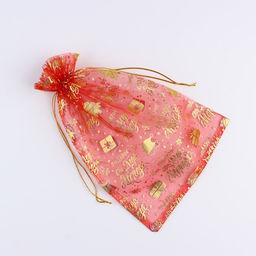 Цена за 20 шт. Мешочек подарочный новогодний Подарок Деда Мороза, органза, красный, 20 х 30 см - Дарите счастье фото 5