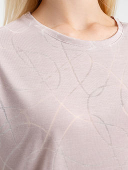 Футболка женская бежевая с принтом линии линии на бежевом 302637 - Mark formelle фото 3