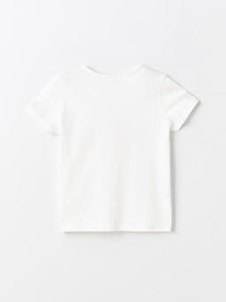 Bisiklet Yaka Bask?l? K?sa Kollu K?z ?ocuk Ti??rt - Waikiki фото 2