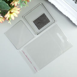 Цена за 25 шт. Заготовка акрилового магнита, 6.3×6.3 см, прозрачный, (набор 2 детали+пакет)