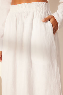 TRENDYOLMILLA Beyaz %100 Keten Beli Lastikli Midi Etek TWOSS24ET00153 фото 24