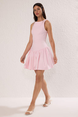 Mavi Belden Ac?lan Dokuma K?sa/Mini Elbise TWOSS25EL00865 - Trendyolmilla фото 24