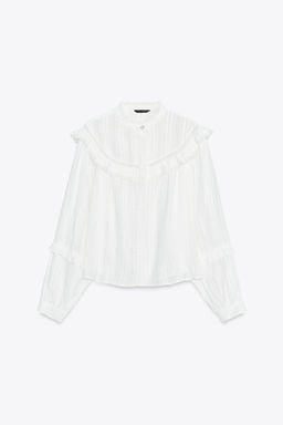 BLOUSE WITH LACE TRIM AND RUFFLES - Zara фото 5