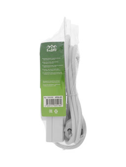 Удлинитель бытовой В приДАЧУ, 3 гнезда, 1,5м, 10 А, 2200 вт, ПВС 2×0,75мм2, без заземления, белый 10