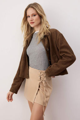TRENDYOLMILLA Pembe Baglama ve Kusgozu Detayl? Dokuma Sort Etek TWOAW21SR0038  фото 97