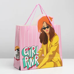 Пакет подарочный Girl PWR, 25 26 10 см