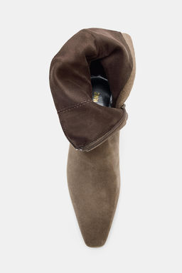 SUEDE KITTEN HEEL ANKLE BOOTS - Zara фото 13