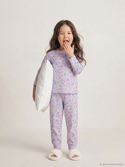 Bisiklet Yaka K?z ?ocuk Pijama Tak?m?