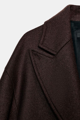 COAT WITH COMBINED LEATHER EFFECT COLLAR - Zara фото 14