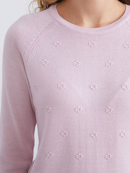 Bisiklet Yaka ?i?ekli Kad?n Triko Kazak