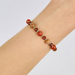 Браслет регулируемый из Сардоникса, Граната и Лунного камня - Радуга самоцветов фото 2