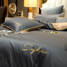 КПБ Mency однотонный с вышивкой MENO019 Евро