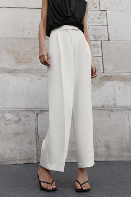 Брюки Zara Ancho со складками молочно-белые