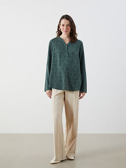 Ka??k Yaka Desenli Bluz