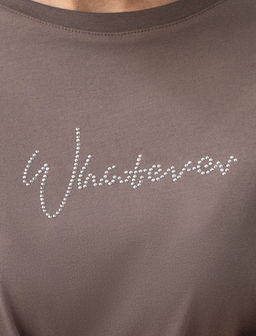 Футболка оверсайз с принтом стразами из премиального хлопка с эластаном