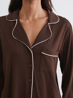 G?mlek Yaka Kad?n Pijama Tak?m?