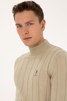 Erkek Slim Fit Yar_m Bal_k__ Yaka A__k Haki Kazak - U.s. polo assn фото 2