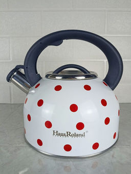 Чайник 2,5л нержавеющая сталь HR732-1 белый в красный горох OLS-001-5