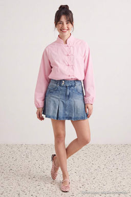 Mavi %100 Pamuk Bel Detayl_ Pileli Mini Denim Etek TWOAW27ET00034 - Trendyolmilla фото 2